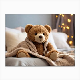 Teddy Bear In Bed 1 Canvas Print