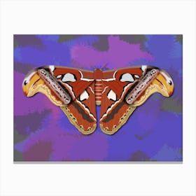 Mechanical Butterfly The Atlas Moth Techno Attacus Atlas On A Purple Background Canvas Print