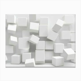 A Modern 3d Of White Cubes Protruding Canvas Print