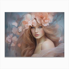 Girl With Flowers Canvas Print