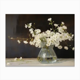 Moody White Flower Painting Canvas Print