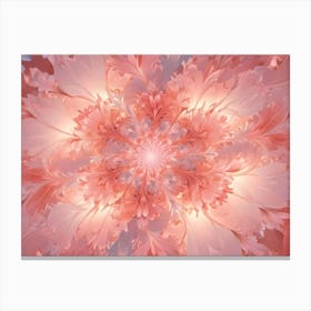 Intricate Fractal Design Resembling A Blooming Pink Flower, With Delicate Petals And A Glowing Center Canvas Print