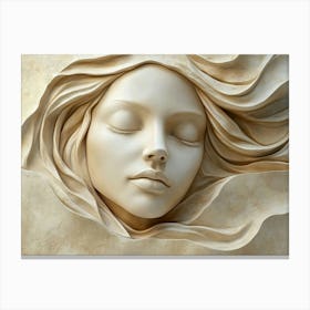 3d Relief Of Serene Woman's Face 1 Canvas Print