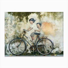 Children On A Bicycle Canvas Print