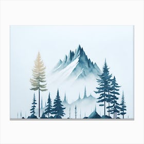 Mountain And Forest In Minimalist Watercolor Horizontal Composition 259 Canvas Print