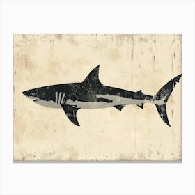 Great White Shark  Grey Silhouette 1 Canvas Print