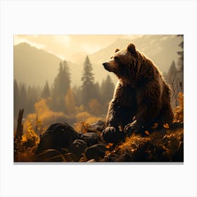 Mountain Majesty: Bear in its Natural Habitat Canvas Print