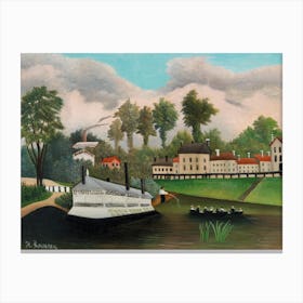 The Laundry Boat Of Pont De Charenton, Henri Rousseau Canvas Print
