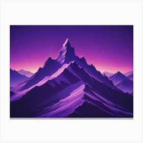 Purple Silhouette Of A Mountain Peak Under A Gradient Purple And Pink Night Sky Canvas Print