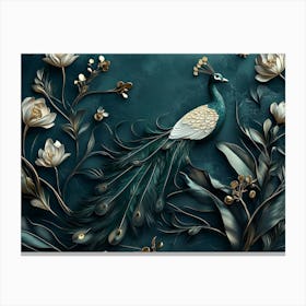 3d Modern Peacock Painting Canvas Print