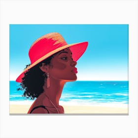 Illustration of an African American woman at the beach 14 Canvas Print
