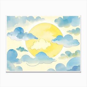 Watercolor Sky With Clouds Canvas Print