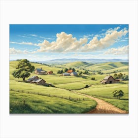 Farm In The Countryside Canvas Print