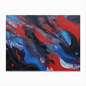 Abstract Painting In Blue, Red And White Canvas Print