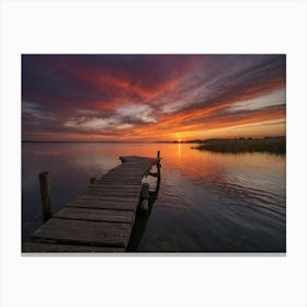 Sunset Over A Dock Canvas Print