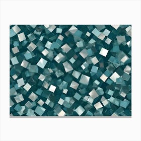 Seamless Pattern Of Scattered, Reflective Squares In Shades Of Teal And Silver, Creating A Textured And Abstract Background Canvas Print