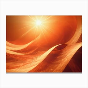 Abstract Background With Red, Flowing Lines Or Waves Against A Glowing Orange Background Canvas Print