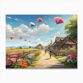 Kites In The Air paintings art print Canvas Print