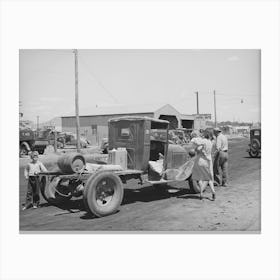 Farmer With His Truck Loaded With Goods Which He Has Bought From The United Producers And Consumers Cooperative Canvas Print