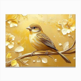 Golden Sparrow on a Branch Canvas Print