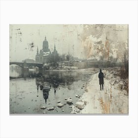 Temporal Resonances: A Conceptual Art Collection. 'Riverside' Canvas Print