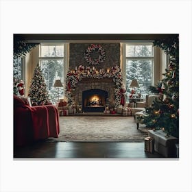 Christmas In The Living Room Canvas Print