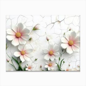 3d Cracked Flowers 2 Canvas Print