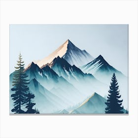 Mountain And Forest In Minimalist Watercolor Horizontal Composition 420 Canvas Print