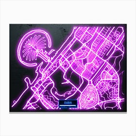 Dubai, UAE - Neon City Map Canvas Print