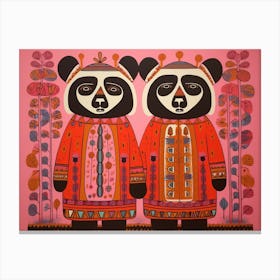 Panda 1 Folk Style Animal Illustration Canvas Print