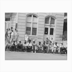 People Sitting On The Curb Waiting For The Parade, National Rice Festival, Crowley, Louisiana By Russell Lee Canvas Print