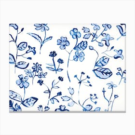 Blue Floral Painting Canvas Print