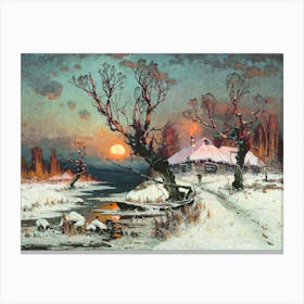 Sunset in the Winter 1891 by Baltic Painter Julius von Klever (1850-1924) HD Remastered Butko Gallery, Russia Canvas Print