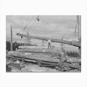 Long Bell Lumber Company, Cowlitz County, Washington, Fir Logs Loaded On Railroad Flatcar For Removal From Woods Canvas Print
