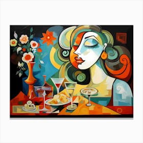 Woman At A Table Canvas Print