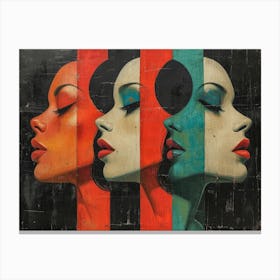 Abstract Woman Faces In Geometric Harmony 9 Canvas Print