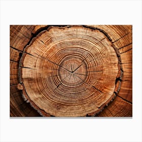 Macro Photography Of Natural Wood Texture Highlighting The Rustic Tree Rings And Intricate Bark Patt Canvas Print