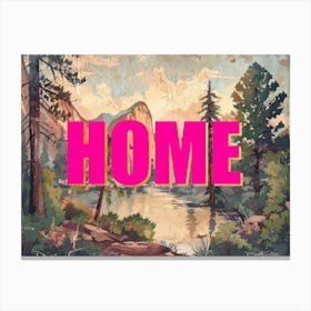 Pink And Gold Home Poster Vintage Woods Illustration 1 Canvas Print