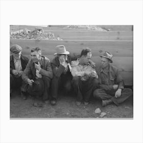 Group Of Miners Talking At Labor Day Celebration, Silverton, Colorado By Russell Lee Canvas Print