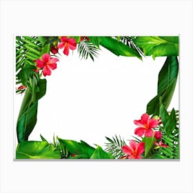 Abstract Tropical Floral Frame Intertwining Vines And Vibrant Blossoms Used As A Creative Design E (4) Canvas Print