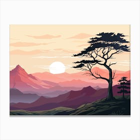 Landscape With Lone Tree Canvas Print