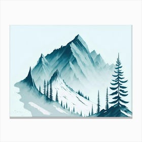 Mountain And Forest In Minimalist Watercolor Horizontal Composition 283 Canvas Print