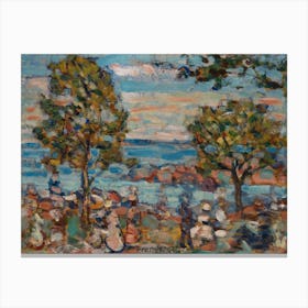 Beach Scene With Two Trees By Maurice Brazil Prendergast, Paul Signac Canvas Print
