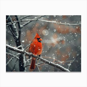 Cardinal In Snow Canvas Print