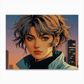 Anime Girl In A City 1 Canvas Print