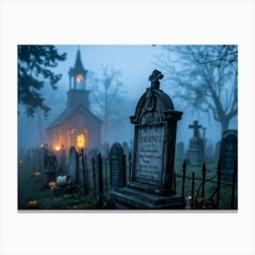 Cemetery In The Fog Canvas Print