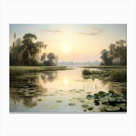 Sunrise Over A Pond Canvas Print