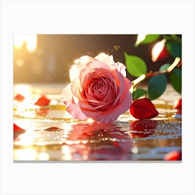 Roses On Water Canvas Print