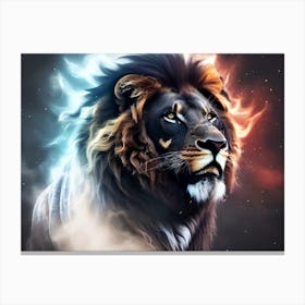 Lion With Fire Canvas Print