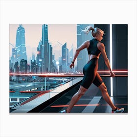 Futuristic Woman Running Canvas Print